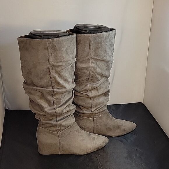 BRAND NEW JUSTFAB POINTED TOE  MID CALF FAUX LEATHER SUEDE  WINTER  BOOT - Picture 6 of 14